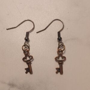 4/$60 New Bronze Key Pair of Earrings - Hand-Made (Assembled)